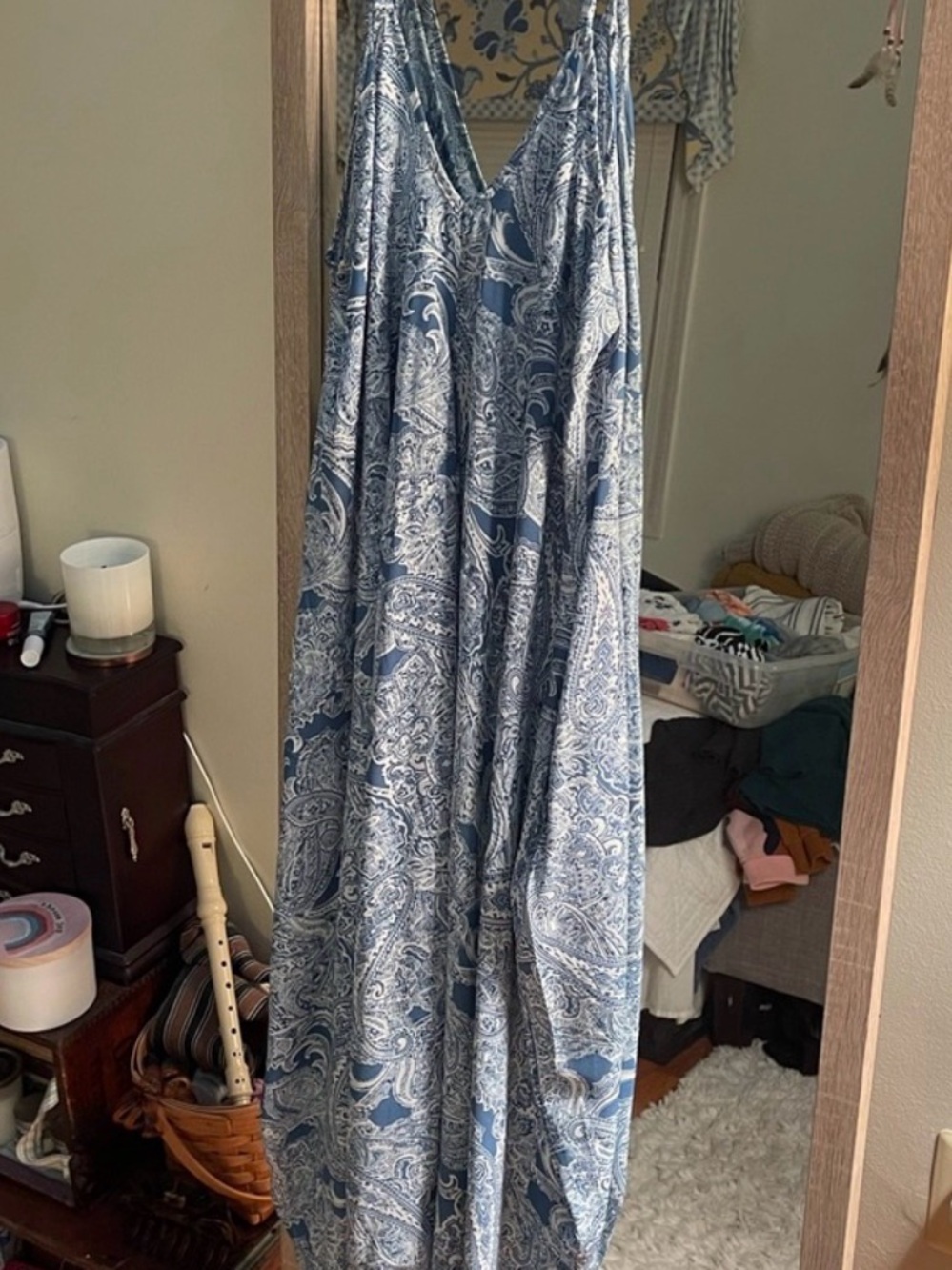 Elan Blue and White Printed Harem Jumpsuit - Picture 2 of 6